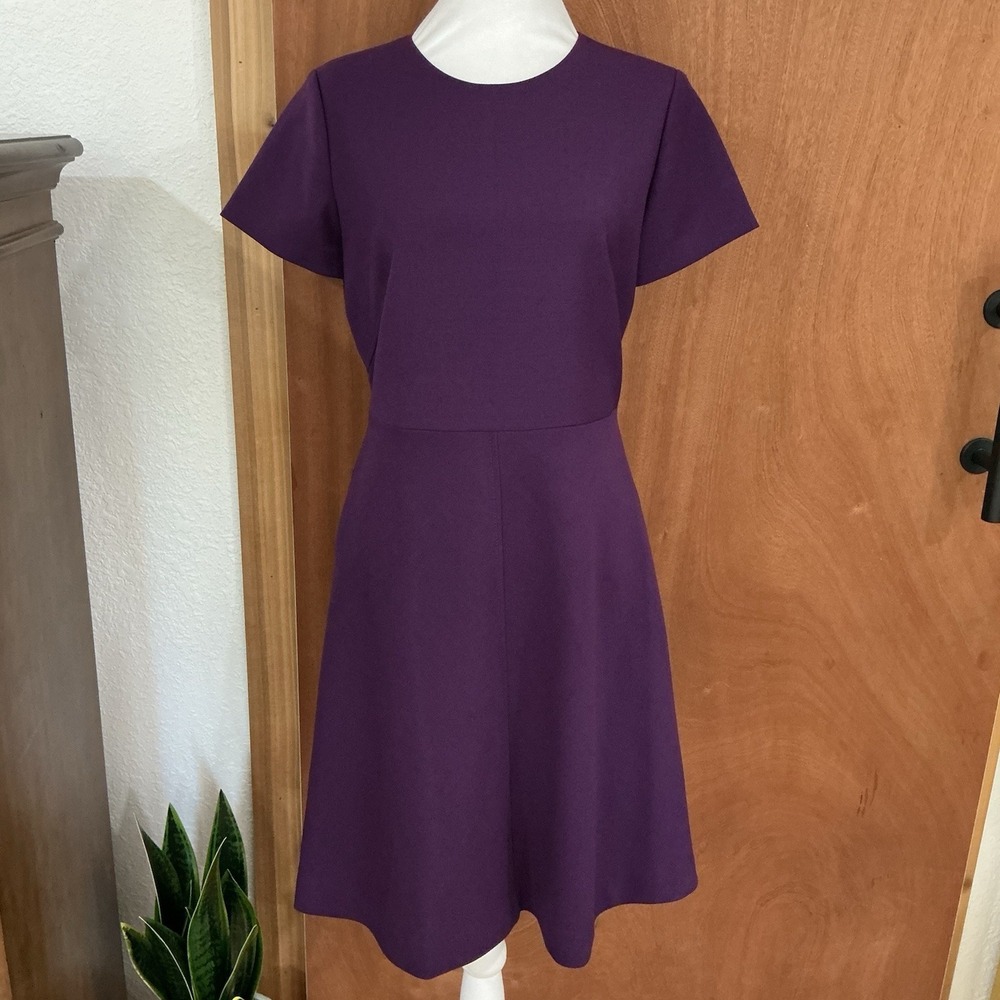 Brooks Brothers Wool Purple A-Line Dress Sz 6 Short Sleeve Career-core Classic - Picture 2 of 16